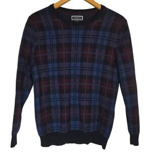 Club Room Mens Merino Wool Acrylic Blend Plaid Crew Neck Pullover Sweater Large